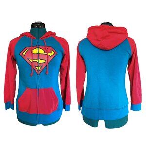 Superman Hoodie DC Comics Superman Logo Red Blue Zip-Up Hoodie Sweatshirt